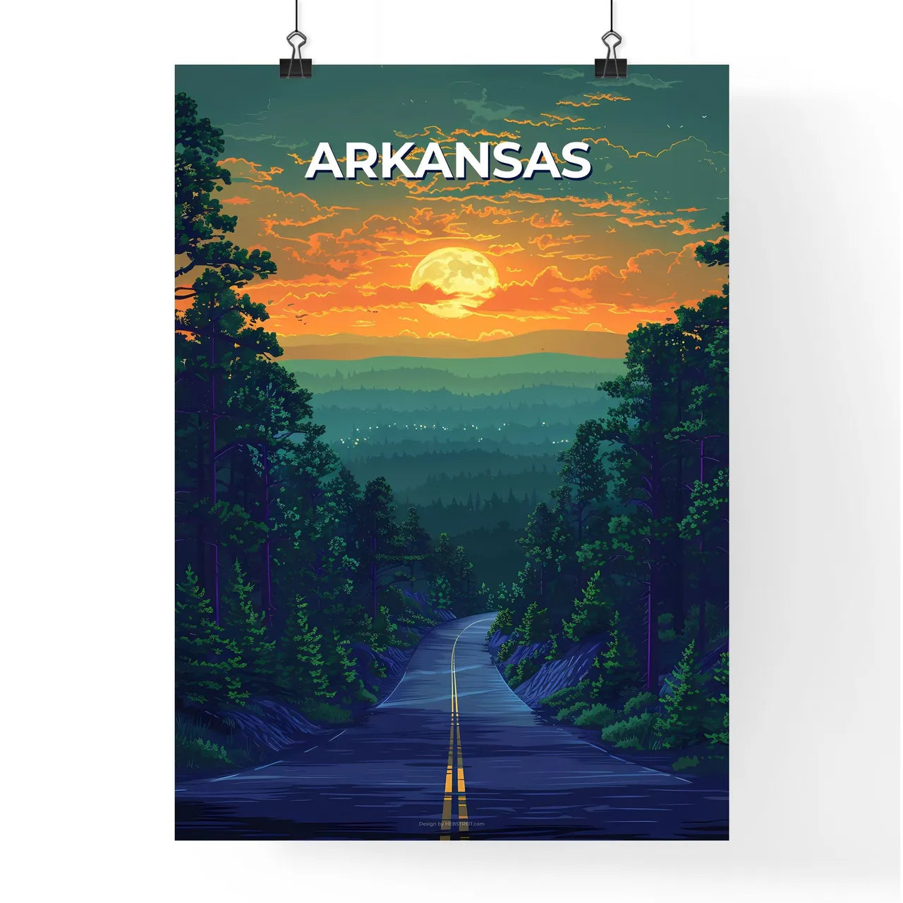 Forest Road Painting Artwork Arkansas US Poster