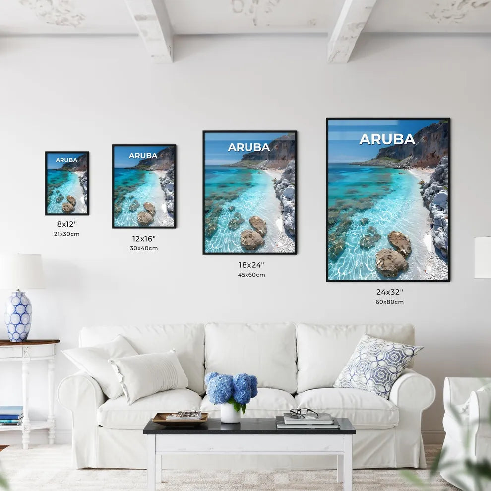 Artful Seascape Painting of Rocky Beach in A - Kitchen Hangings