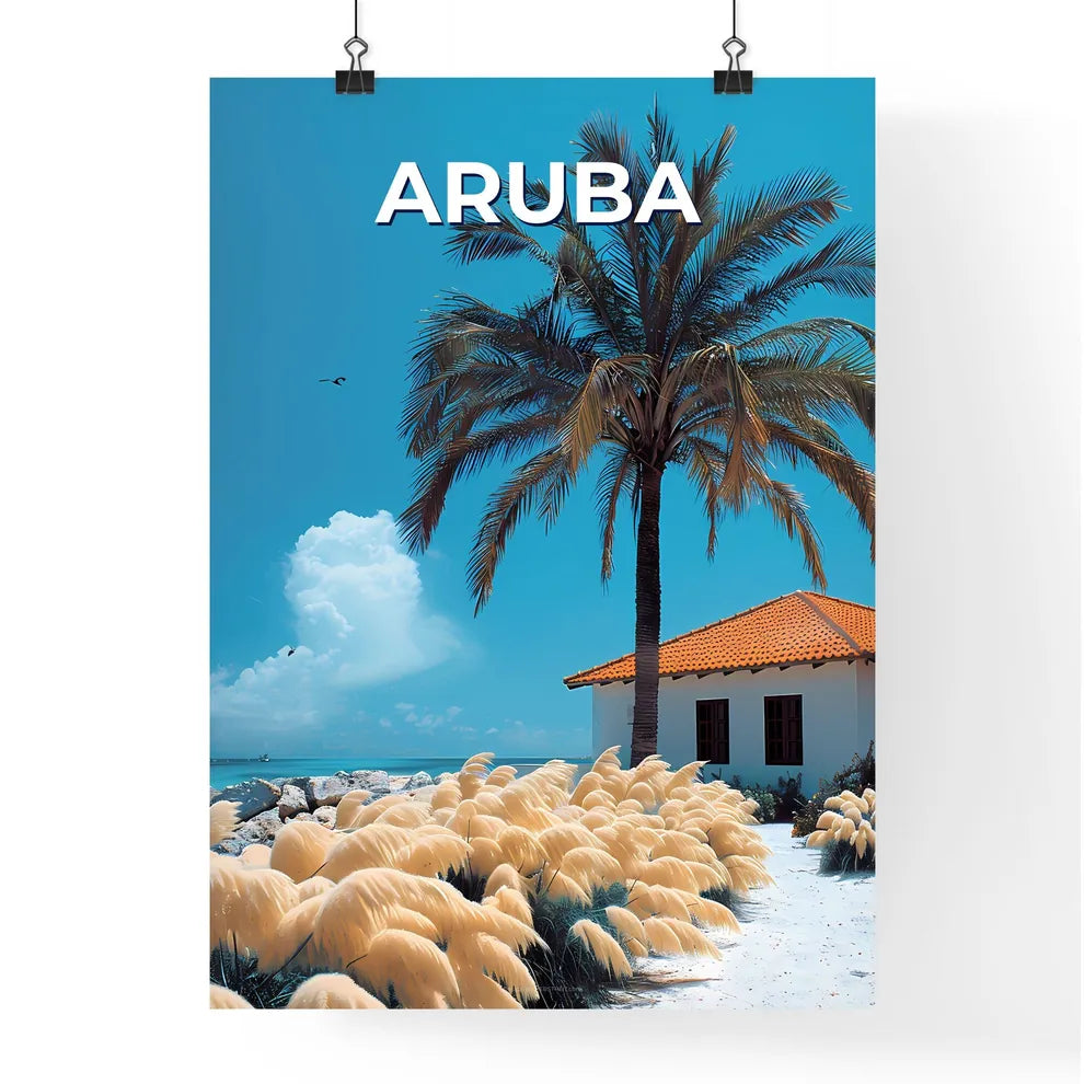 Aruba Palm Tree House Painting North America Poster