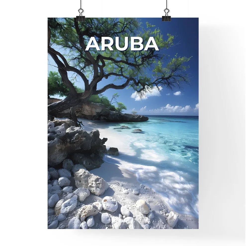 Aruba North America Tree on Beach Art Painti Poster