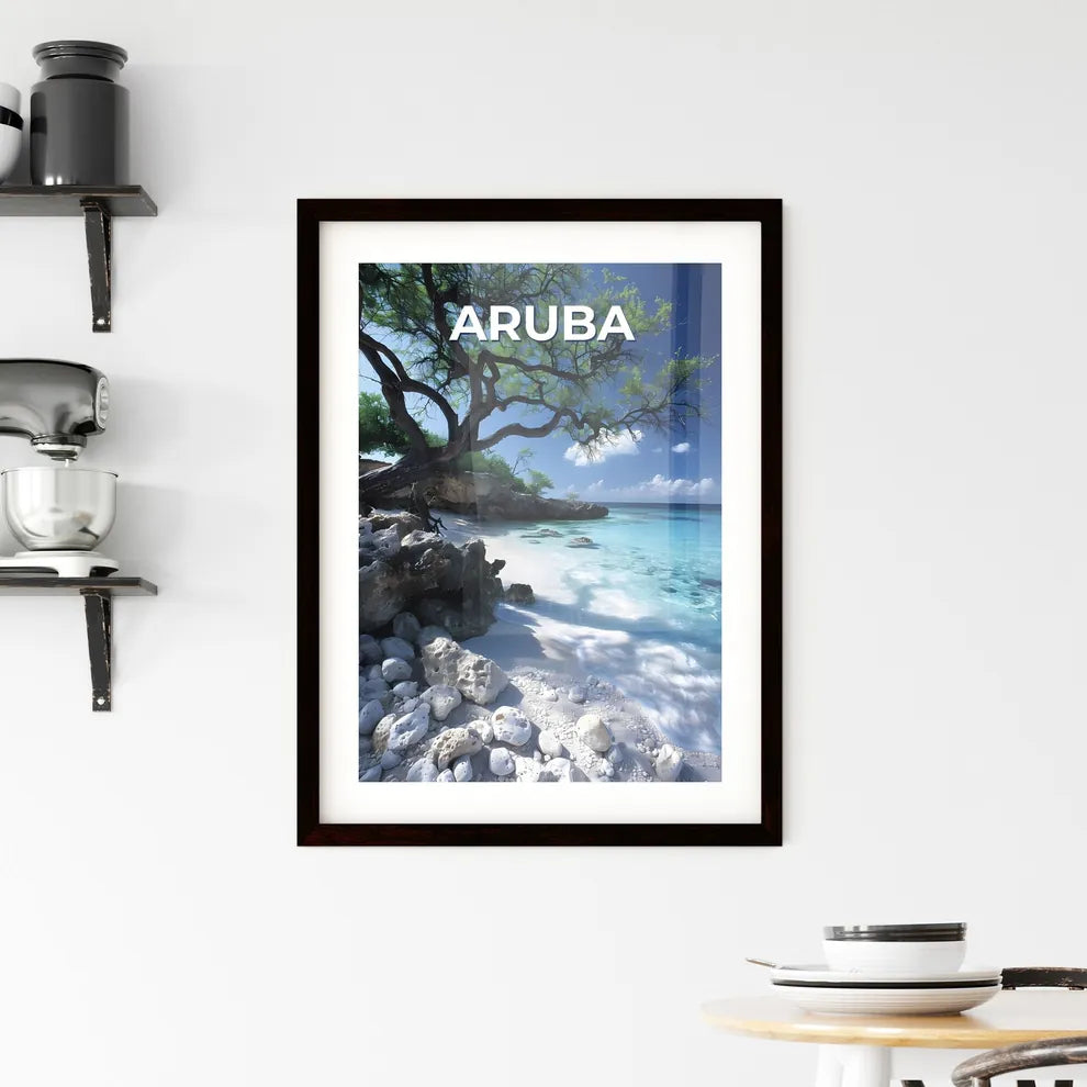 Aruba North America Tree on Beach Art Painti Framed Print