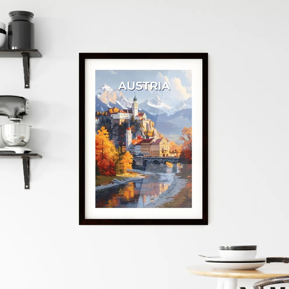 Vibrant Art Painting: Majestic Castle on a Hill with a Bridge over a River, Austria, Europe Custom Print