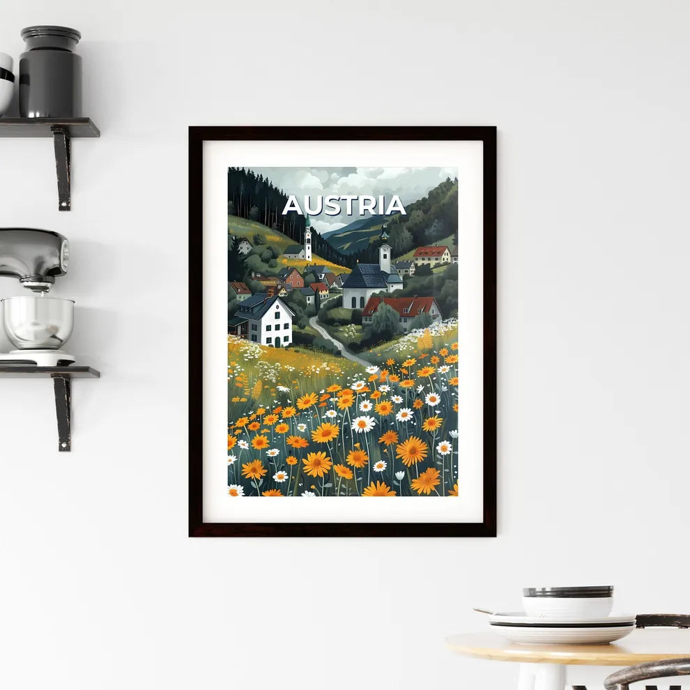 Picturesque Village Artwork Austria Europe Flowers Painting Art Custom Print
