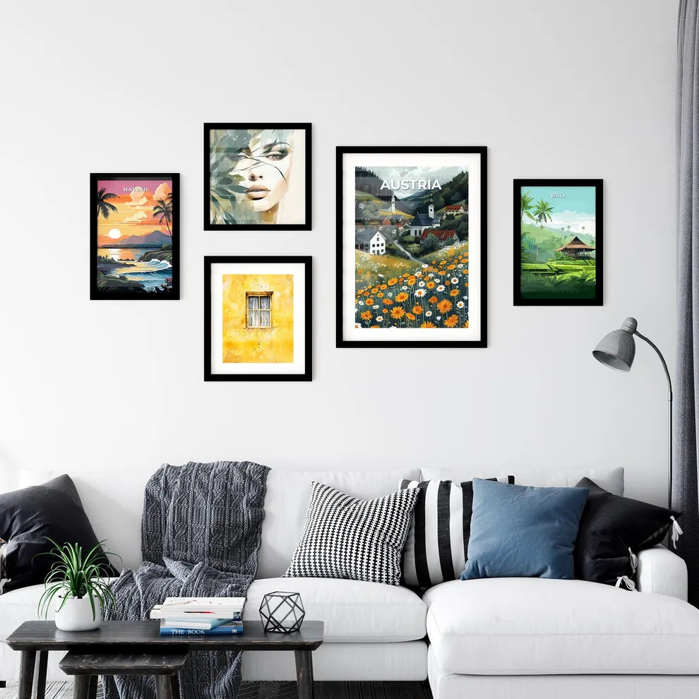 Picturesque Village Artwork Austria Europe Flowers Painting Art Interior Design