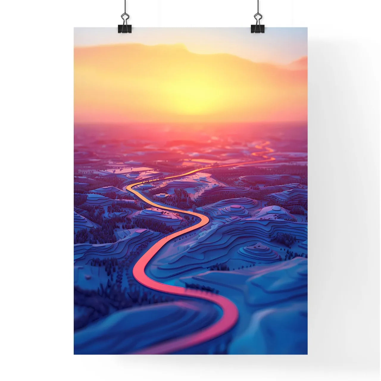 Artful River Valley Painting Poster
