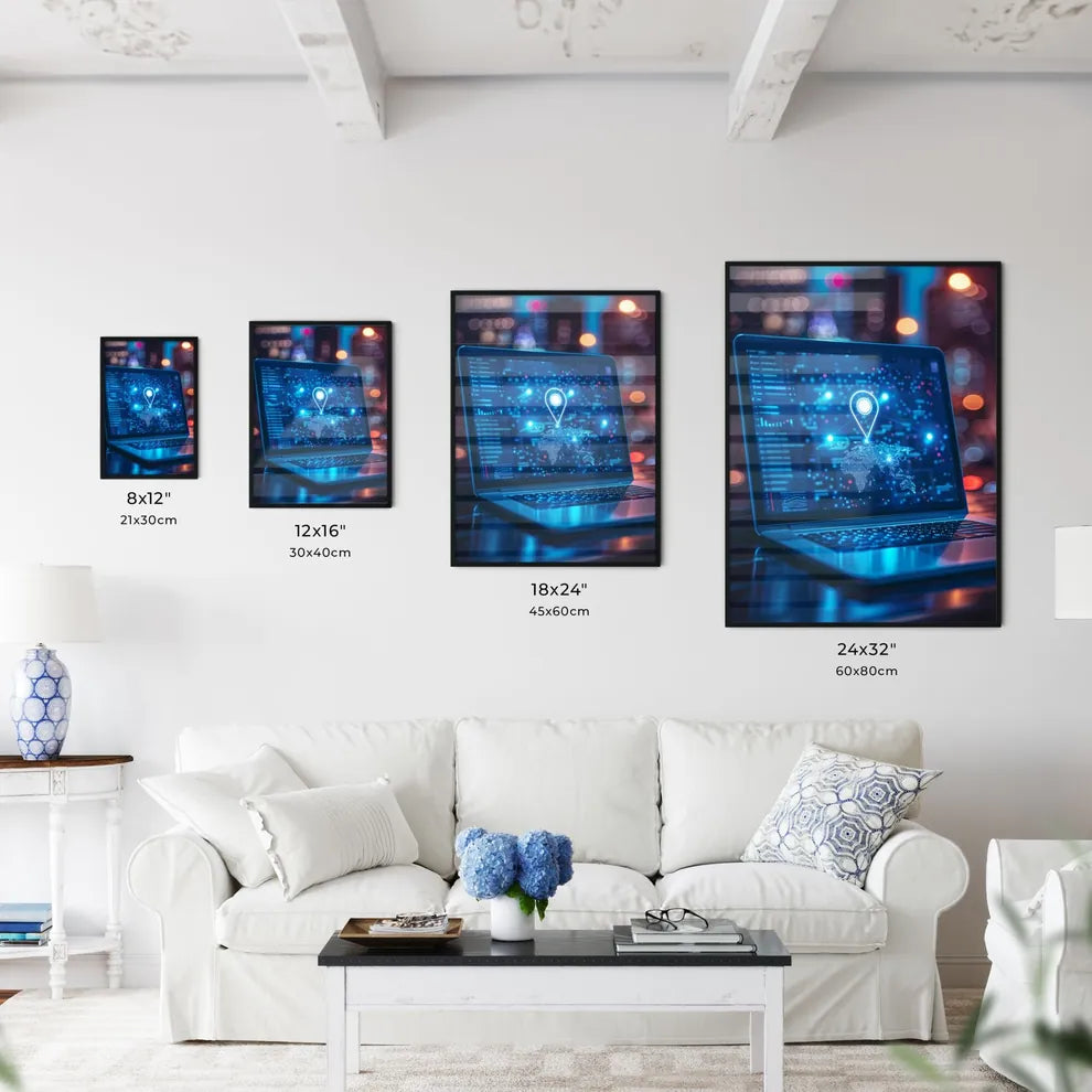 Modern map on laptop screen - Kitchen Hangings