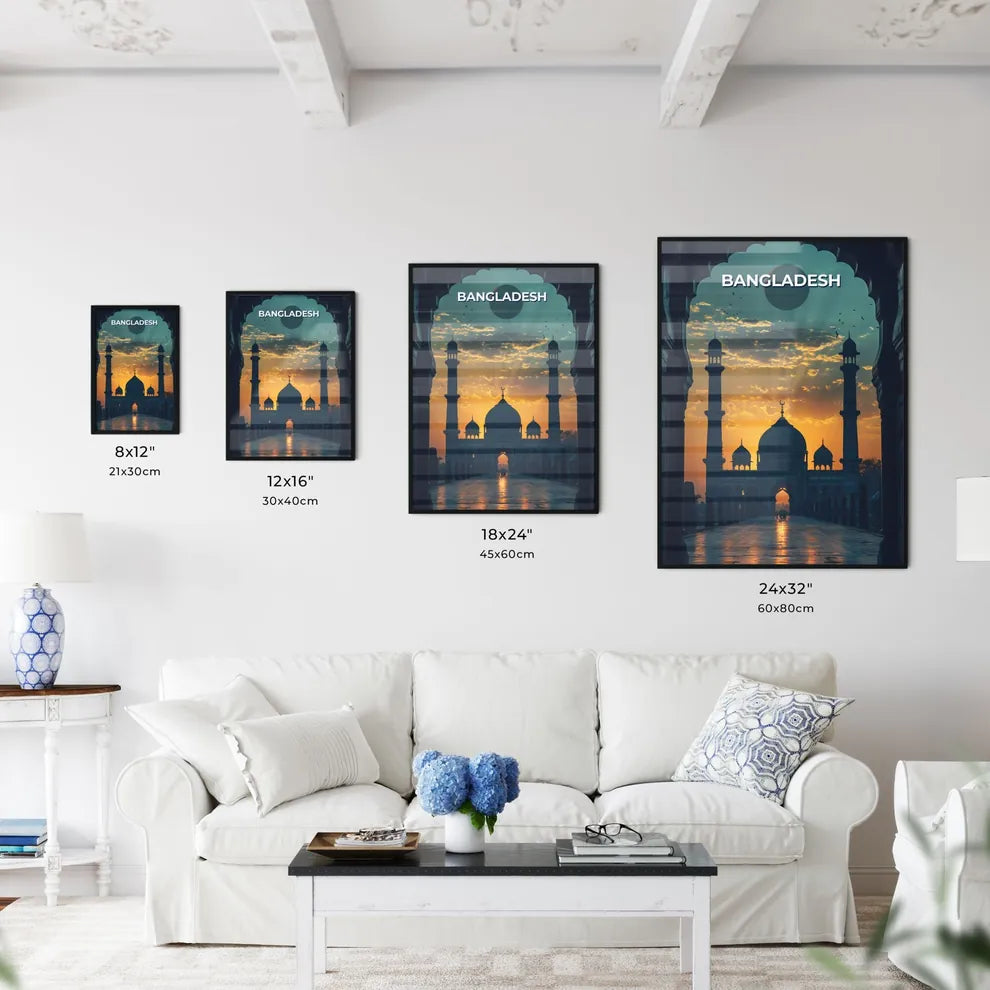 Colorful Bangladeshi Tower Painting, South Asian Art, Moonlit Sky, Architectural Artwork, Cultural Symbolism Size Chart