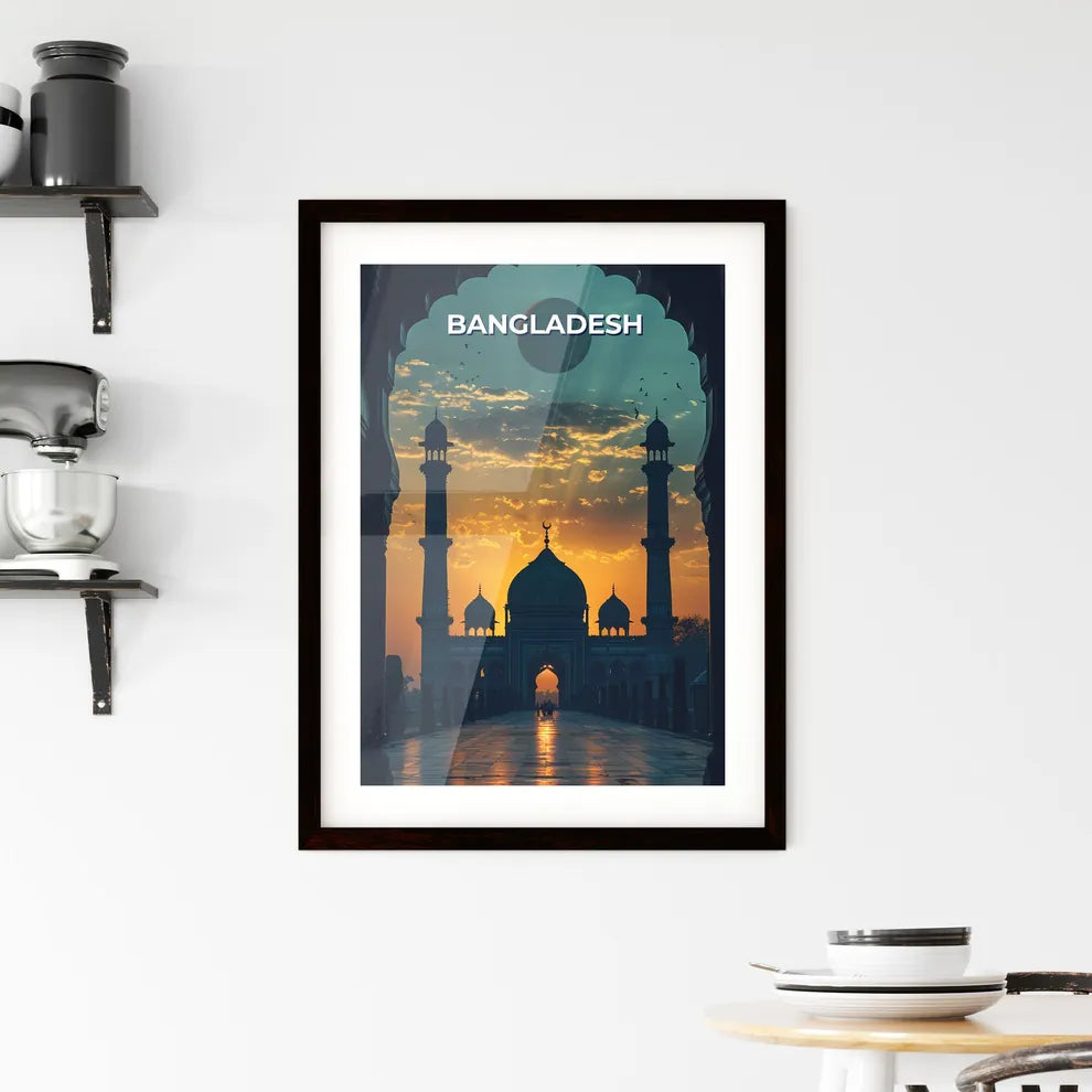 Colorful Bangladeshi Tower Painting, South Asian Art, Moonlit Sky, Architectural Artwork, Cultural Symbolism Custom Print