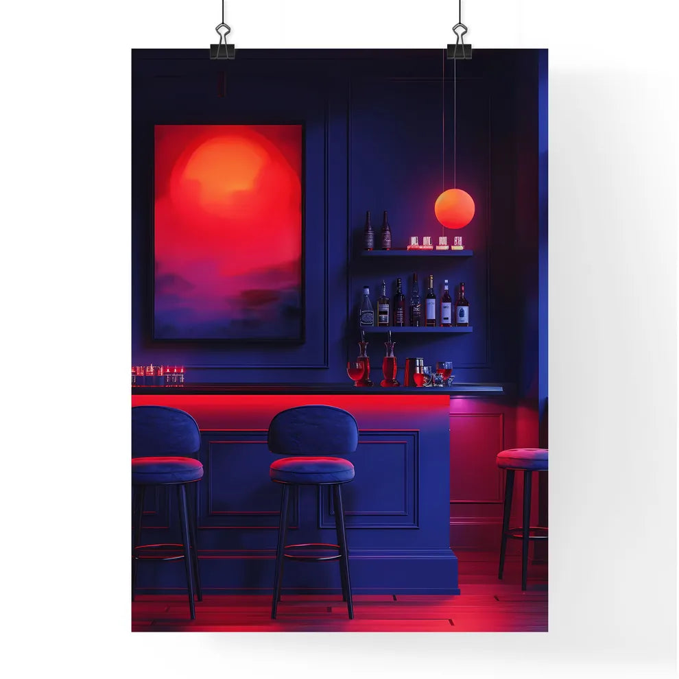 Modern and Cozy Bar Interior with Artwork Poster