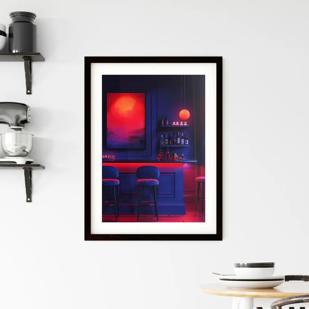 Modern and Cozy Bar Interior with Artwork Framed Print