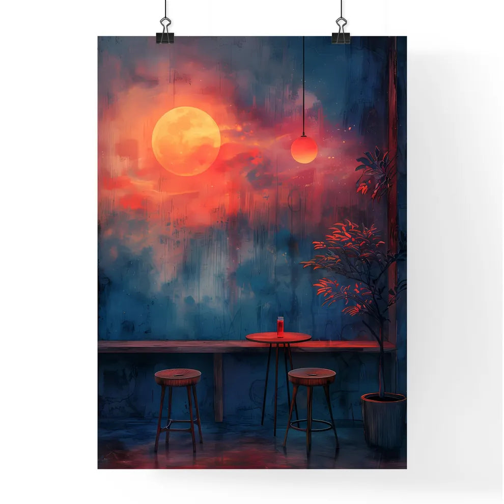 Vibrant Painting of Room with Table Poster