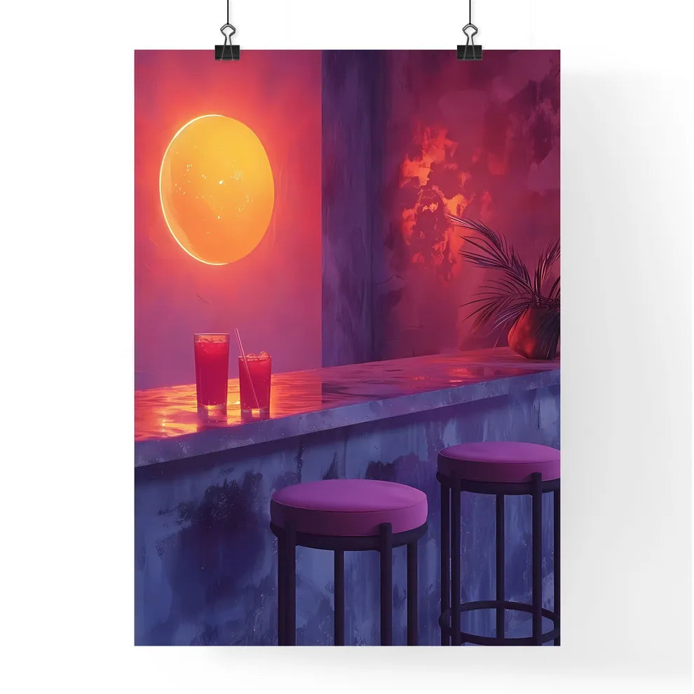 Abstract Art Depiction of a Bar Setting with Poster