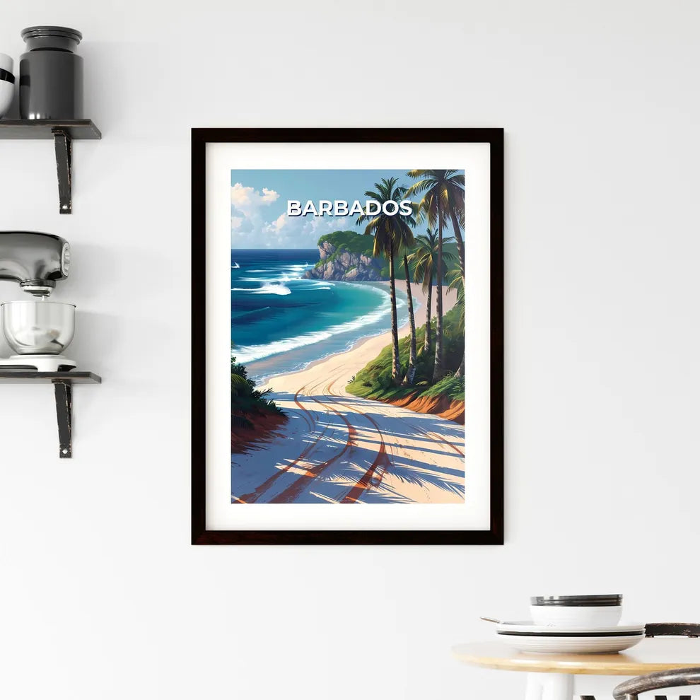 Barbados North America Beach Palm Trees Sand Framed Print