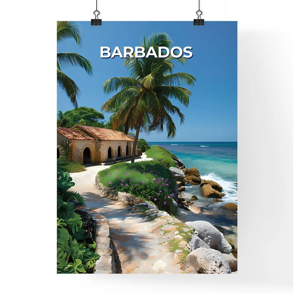 Barbados Art House Beach Painting Caribbean  Poster