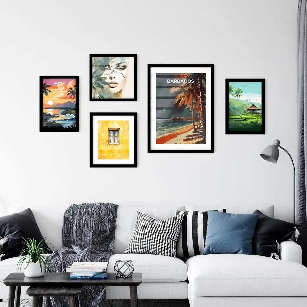 Vibrant Painting of Beach Scene in Barbados Wall Art