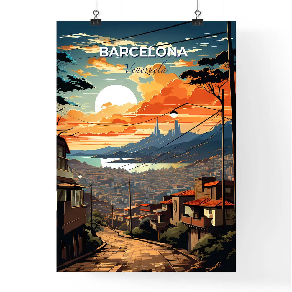 Vibrant City Art Painting Barcelona Venezuela Skyline Road Buildings Default Title