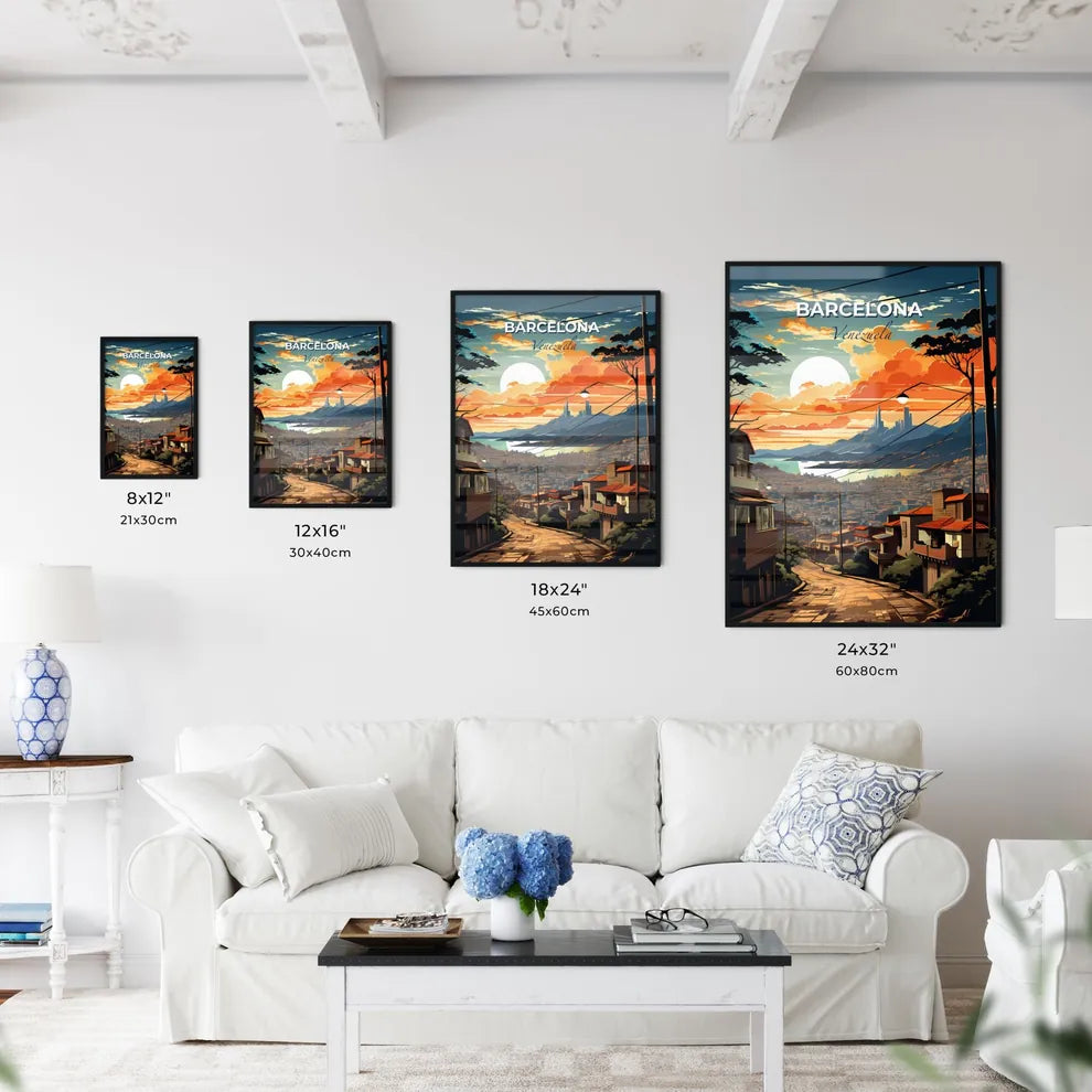 Vibrant City Art Painting Barcelona Venezuela Skyline Road Buildings Default Title