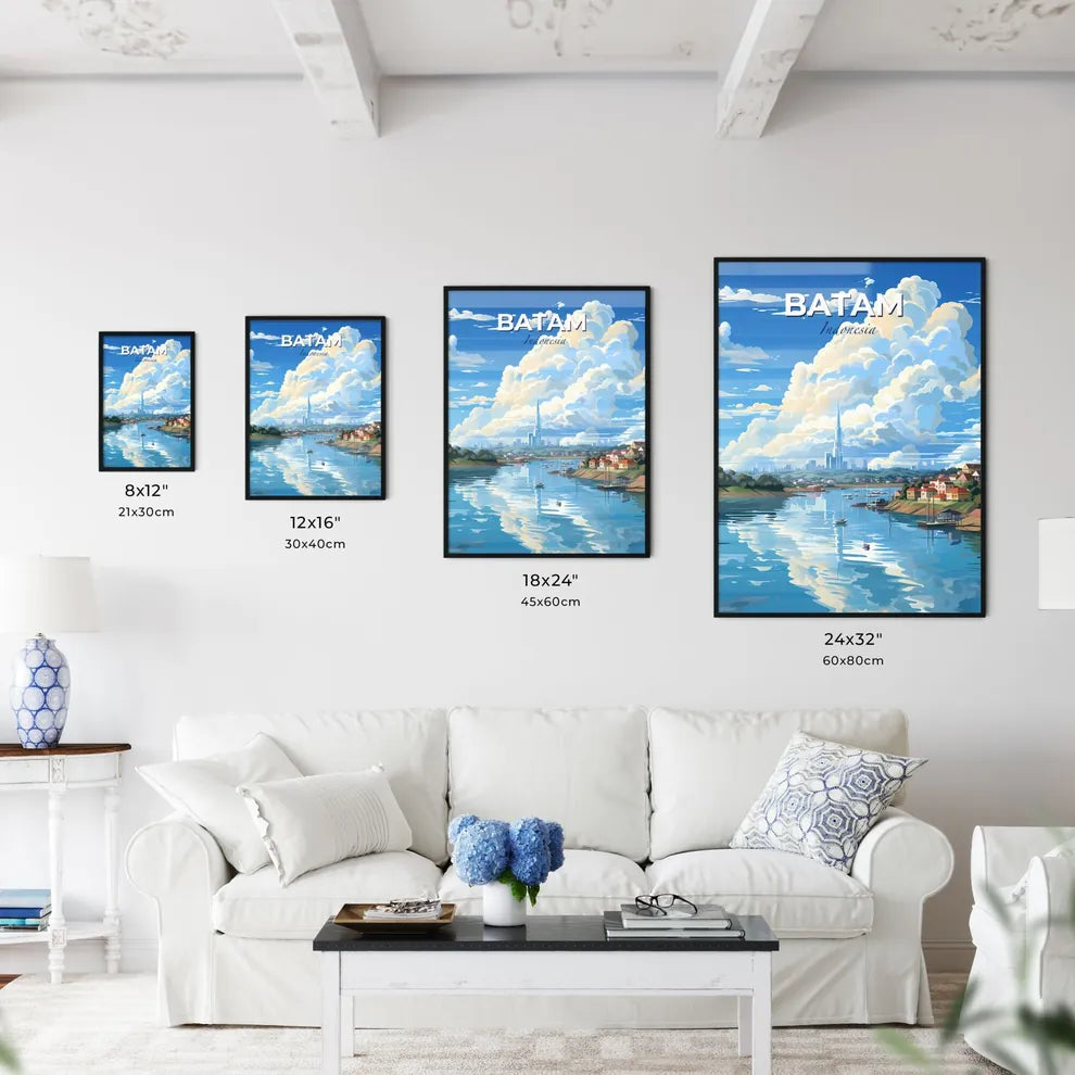 Vibrant Digital Painting of Batam Skyline, Indonesia's Watery City Default Title