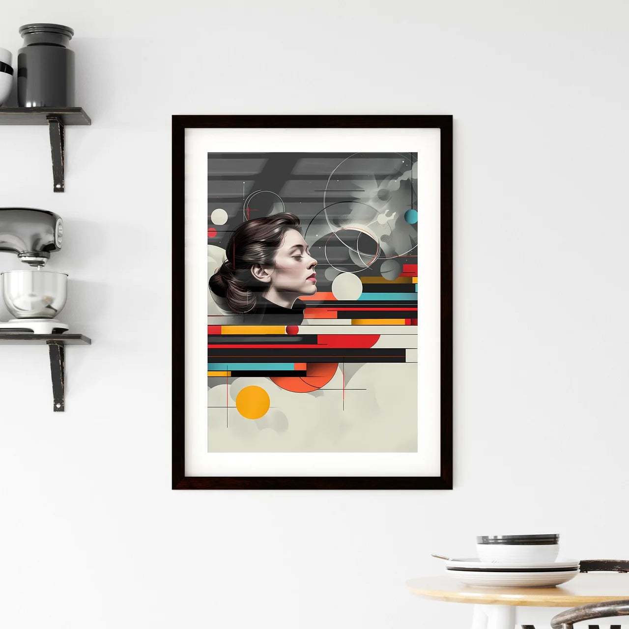 Vibrant Bauhaus-style Artwork Framed Print