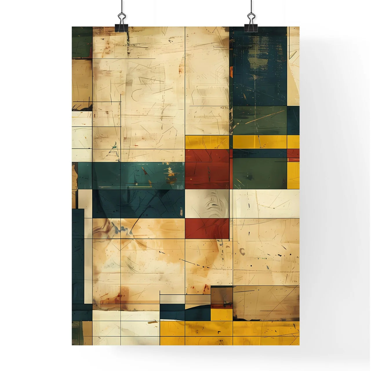 Abstract Bauhaus Wall Art - Vibrant Squares  Poster
