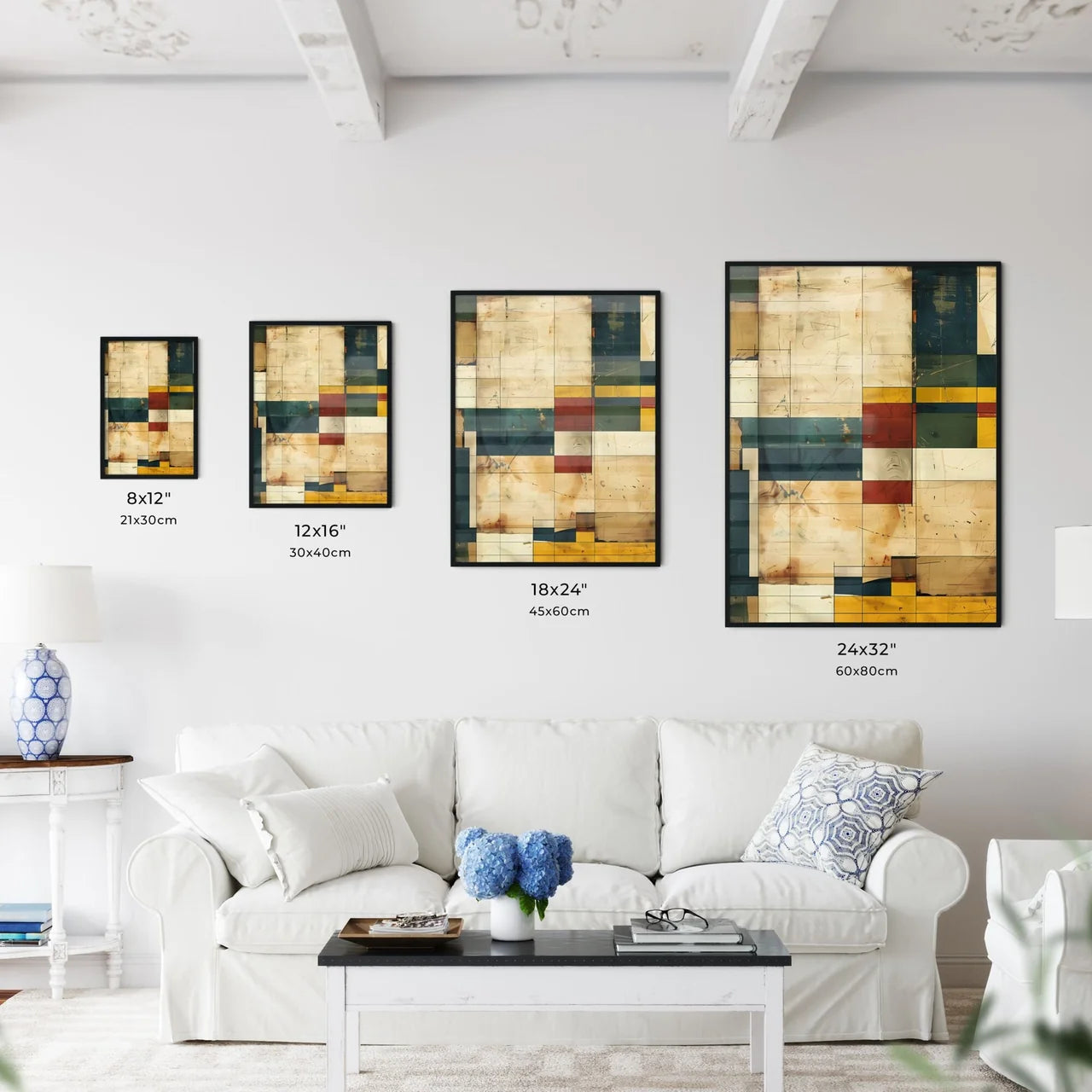 Abstract Bauhaus Wall Art - Vibrant Squares  - Kitchen Hangings