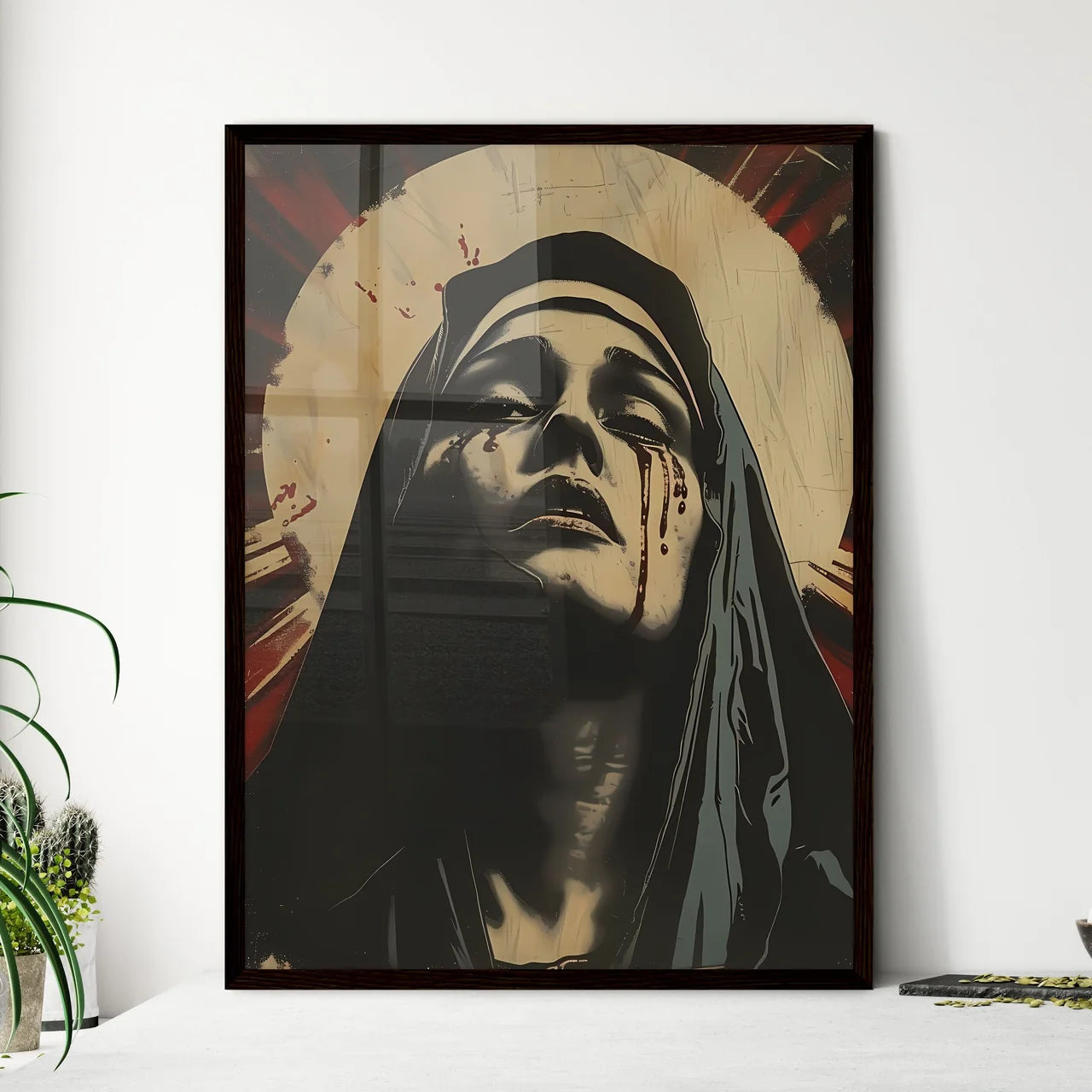 Mystical Portrait of Madonna in Intricate Po - Framed Art Print