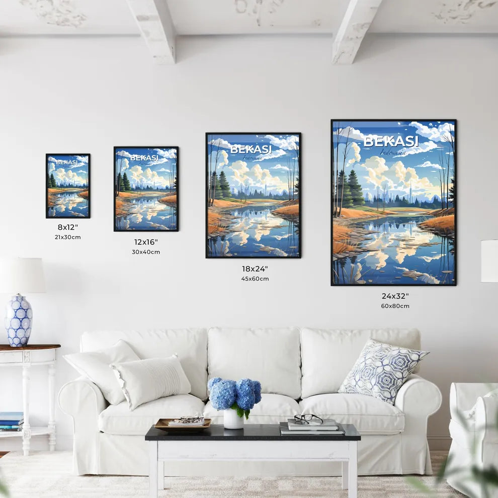 Abstract Bekasi Indonesia River Skyline Painting City Art Colourful Clouds Tree Grass Default Title