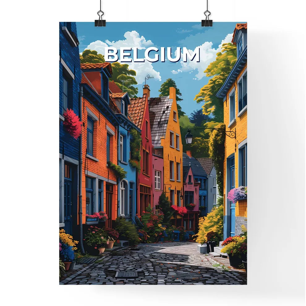 Vibrant Art Painting: Colorful Buildings and Trees in Belgium, Europe Poster