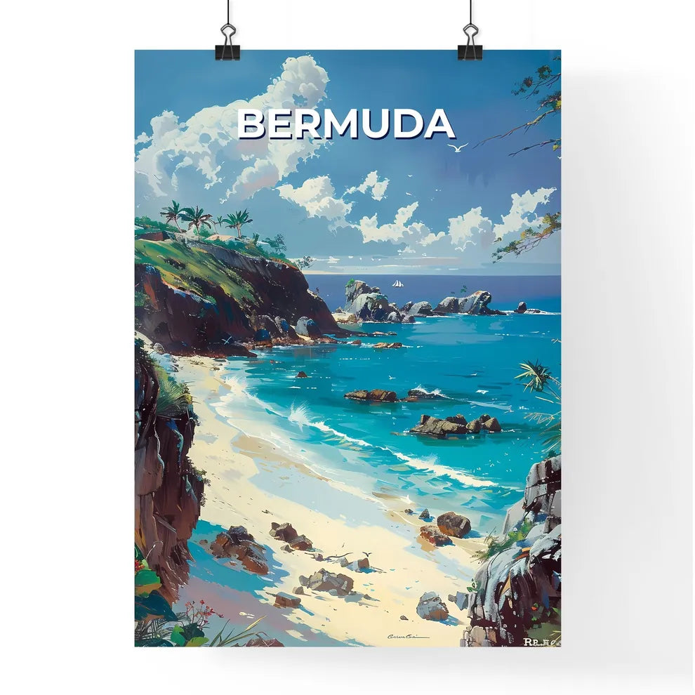 Vibrant Artwork of Bermuda Beach Scene with  Poster