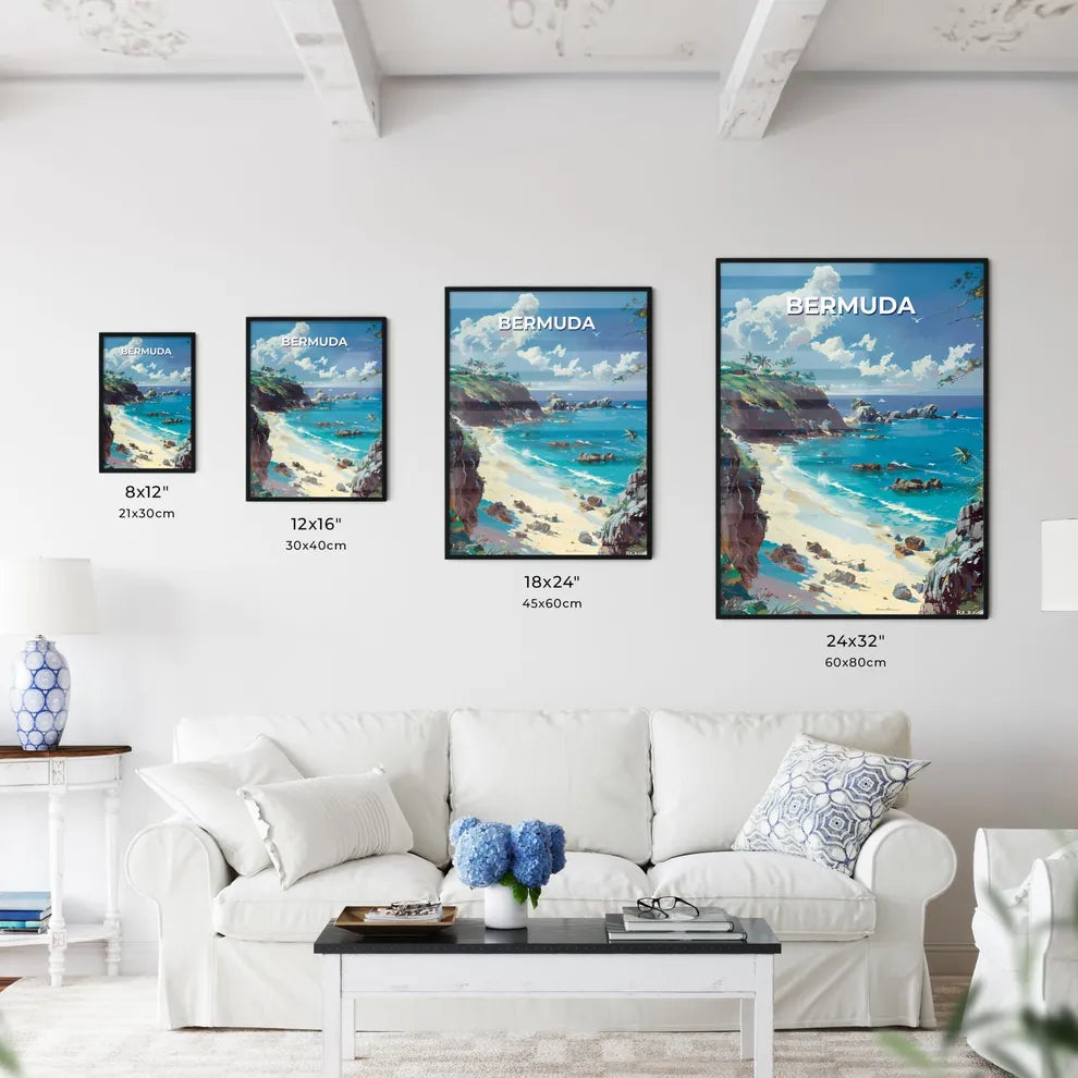 Vibrant Artwork of Bermuda Beach Scene with  - Kitchen Hangings