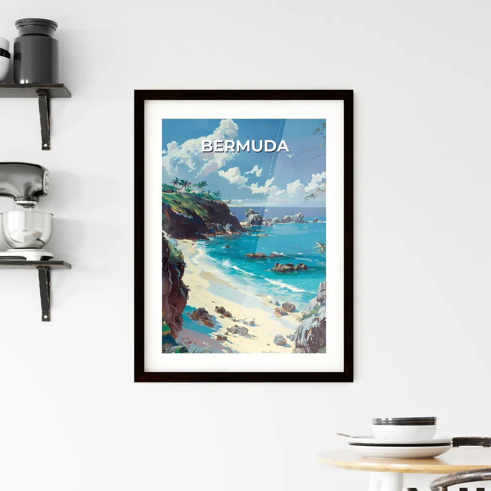 Vibrant Artwork of Bermuda Beach Scene with  Framed Print