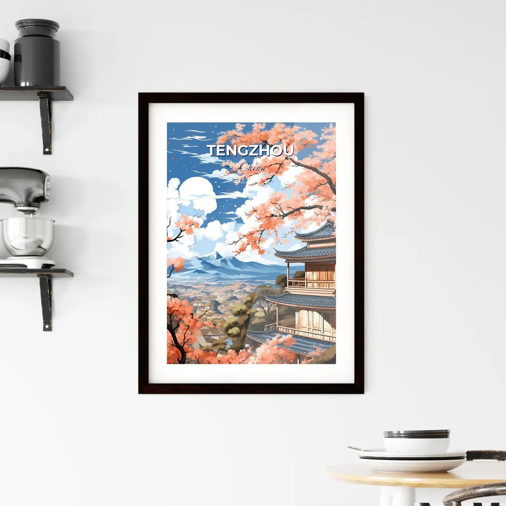 Tengzhou China Cityscape Skyline Painting Building Mountains Trees Art Artistic Default Title