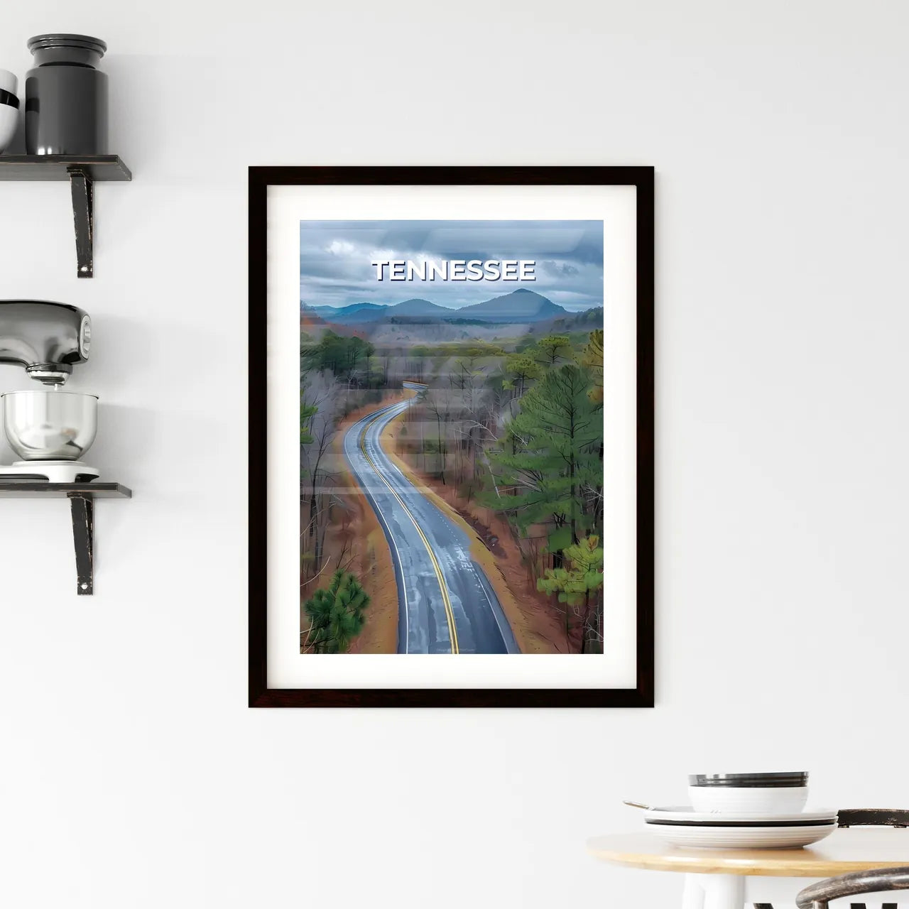 Artful Forest Road Painting Depicting the Be Framed Print