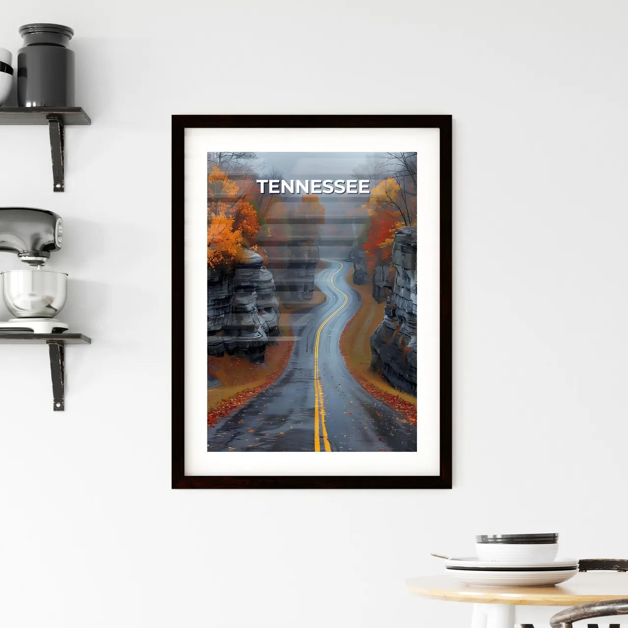 Vibrant Painted Road Scene Through Captivati Framed Print