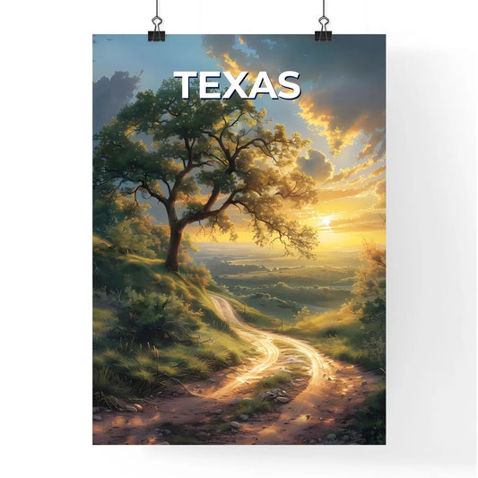 Texas Lone Tree Landscape Painting Dirt Road Poster
