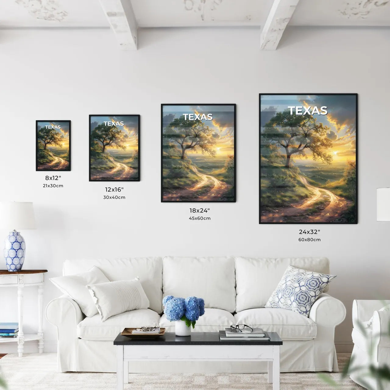 Texas Lone Tree Landscape Painting Dirt Road - Kitchen Hangings