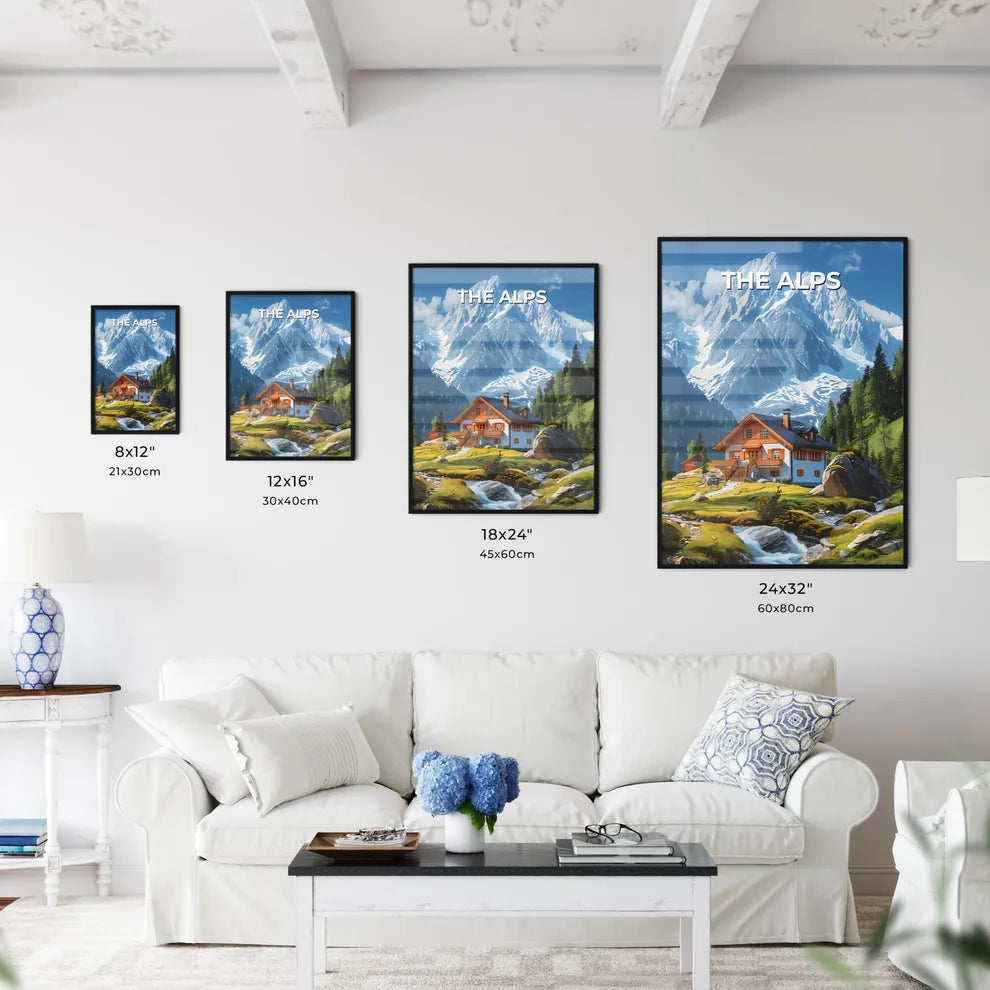 Artfully Captivating Alpine Landscape: A House Amidst Mountain Majesty Size Chart