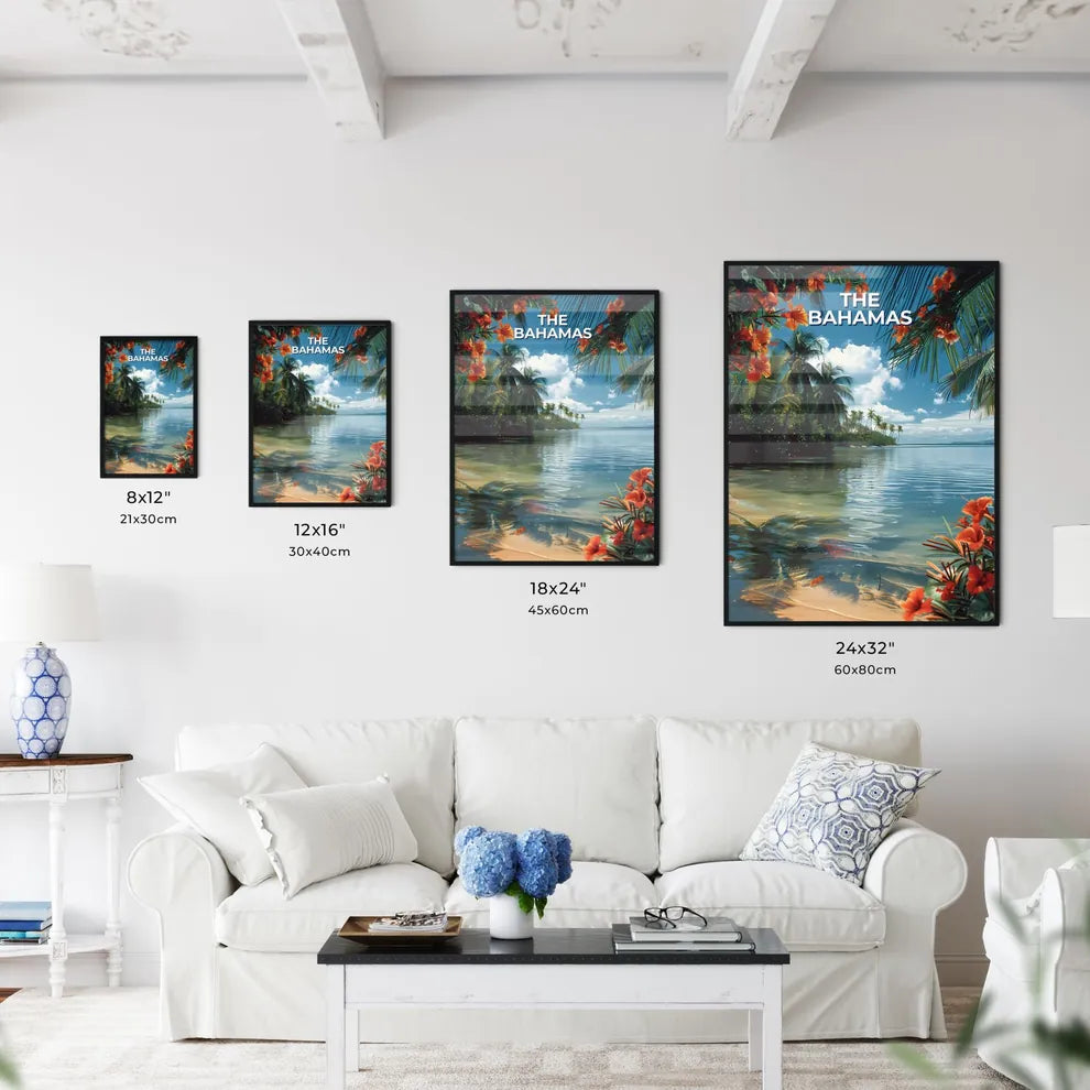 Tropical Beach with Palm Trees and Orange Fl - Kitchen Hangings