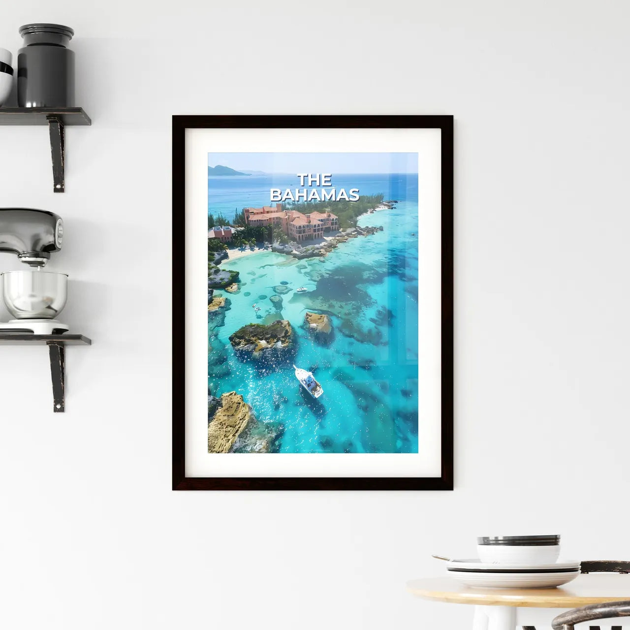 Colorful Artwork Depicting Building on Rocky Framed Print