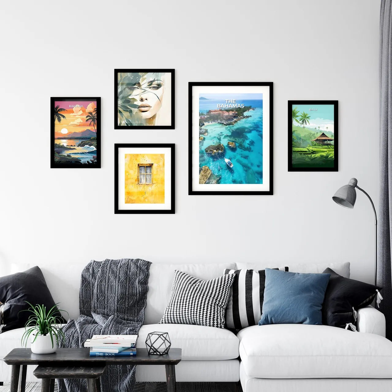 Colorful Artwork Depicting Building on Rocky Wall Art