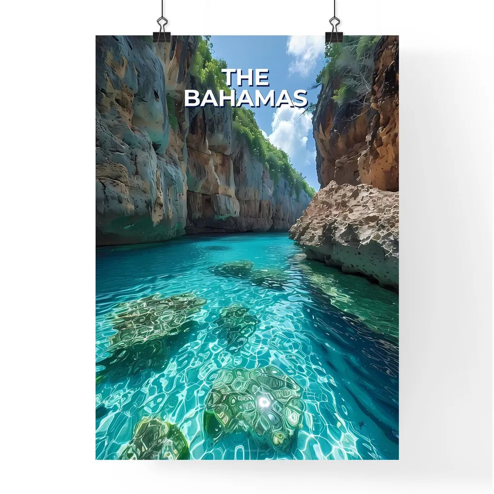 Blue Water Rocks Trees Art Pa Poster