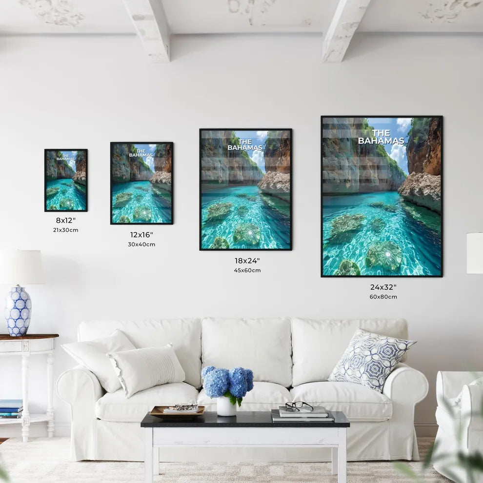 Blue Water Rocks Trees Art Pa Size Chart