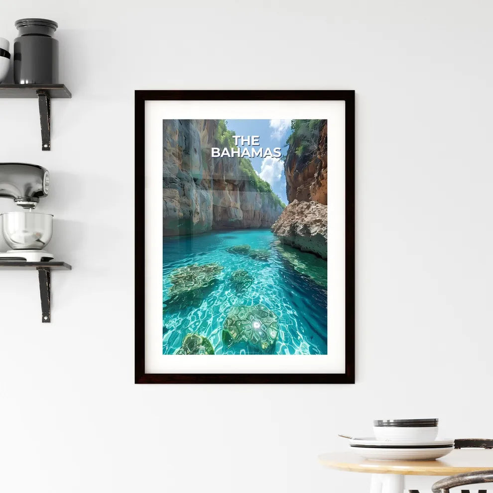 Blue Water Rocks Trees Art Pa Framed Print