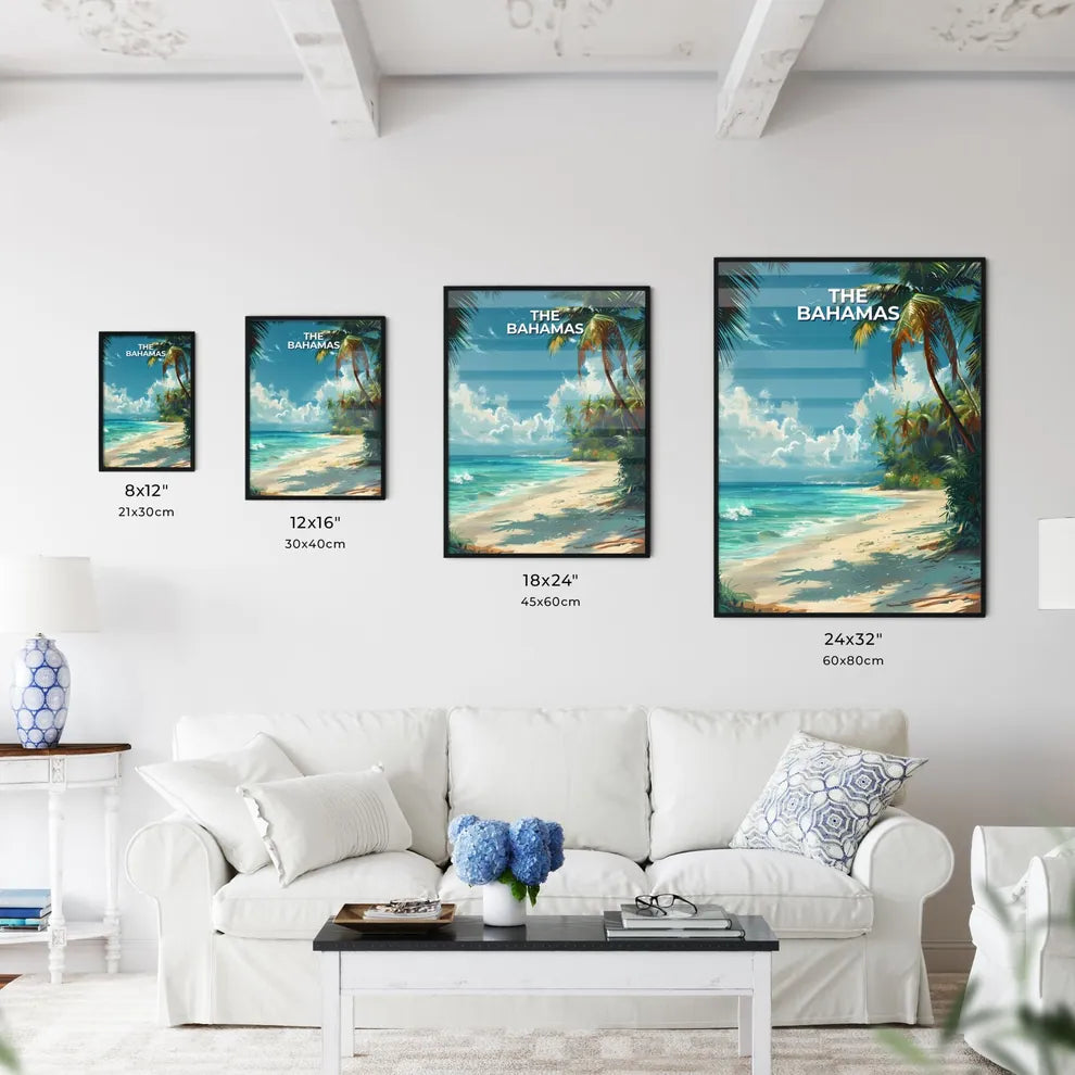 Colorful ocean beach scene painting with pal - Kitchen Hangings