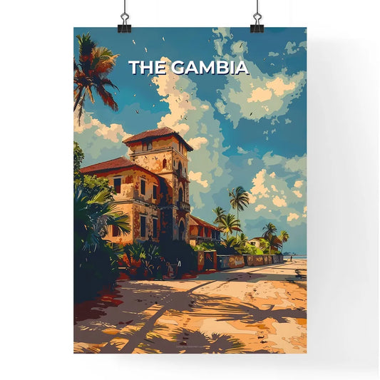 Vibrant Gambian Art: Colorful Building on Beach, Africa Poster