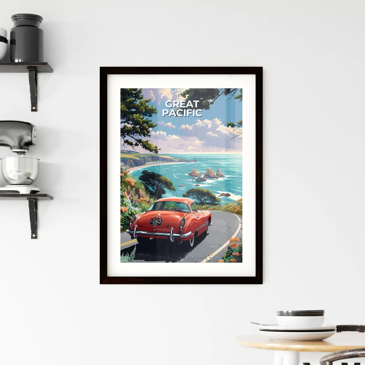 Vibrant Painting of the Great Pacific Ocean  Framed Print
