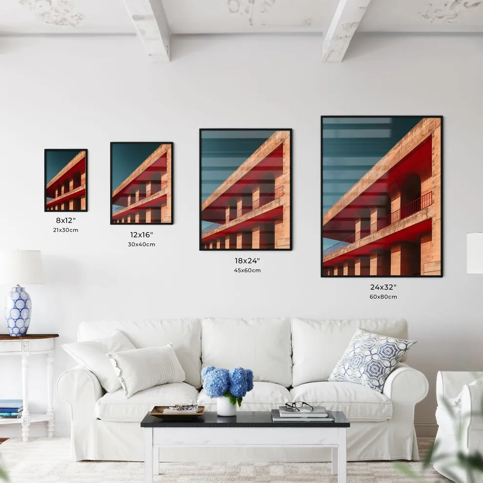 Pantone Color Architecture Art-Photo: Focus on Rooftop, Minimal Building with Balcony Size Chart