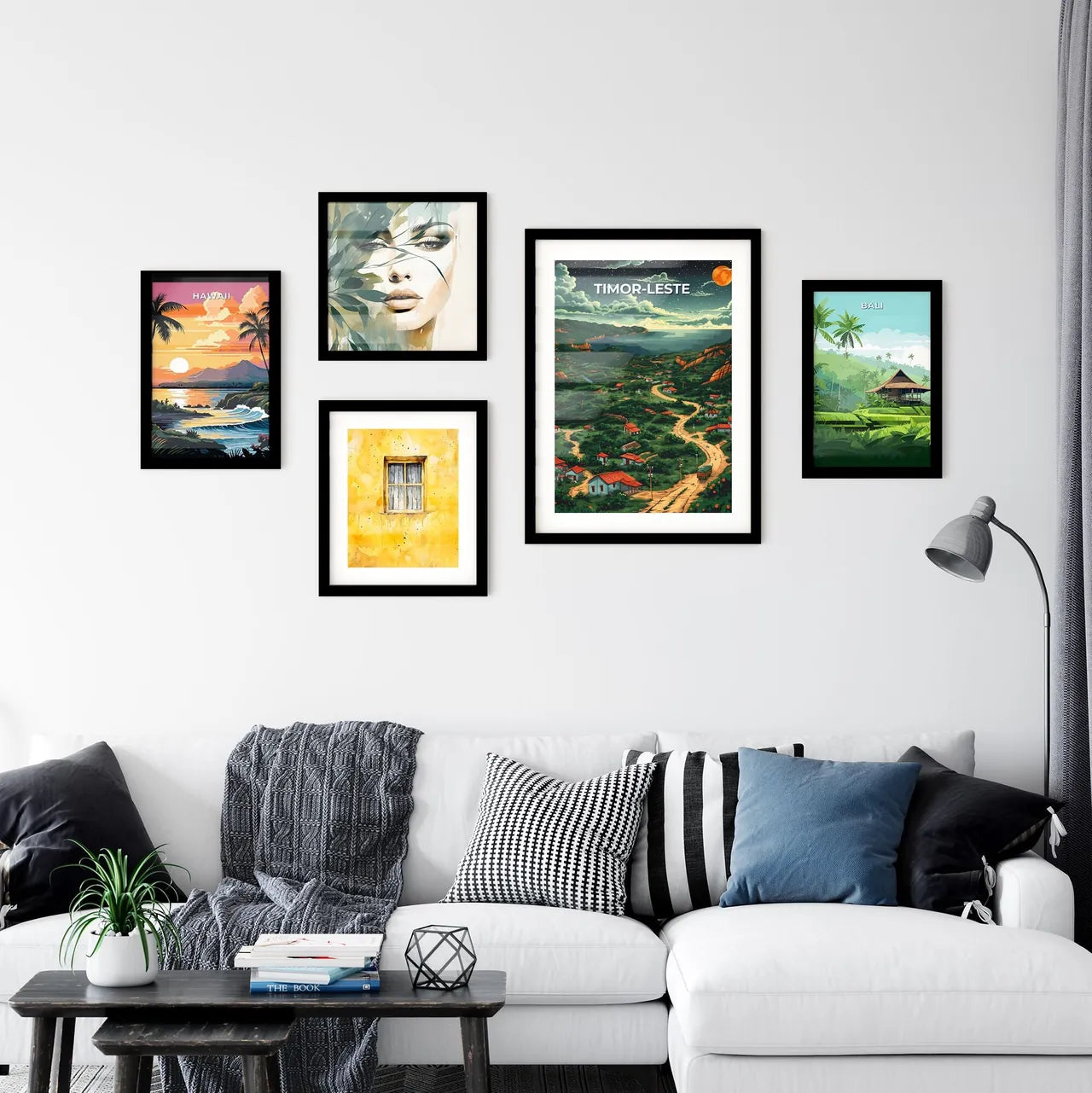 Timor-Leste Southeast Asia houses river landscape art painting colorful traditional culture travel scenic Interior Design