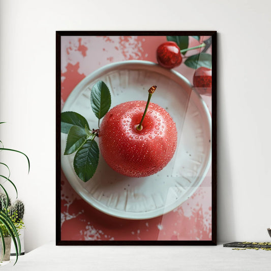Artistic Top View of Vibrant Candied Cherry  - Framed Art Print
