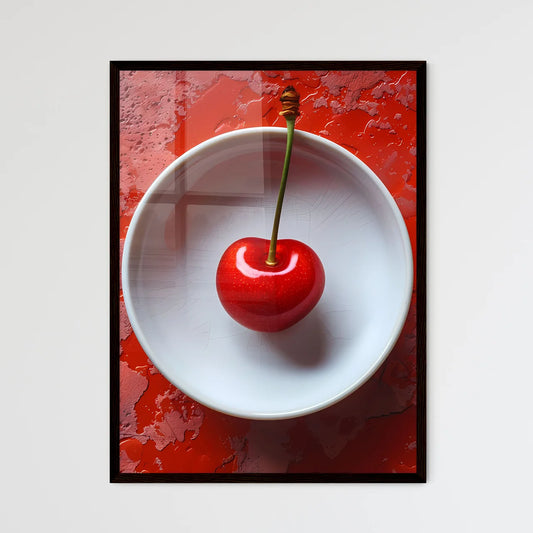Top view of a candied cherry in an antique w - Framed Art Print